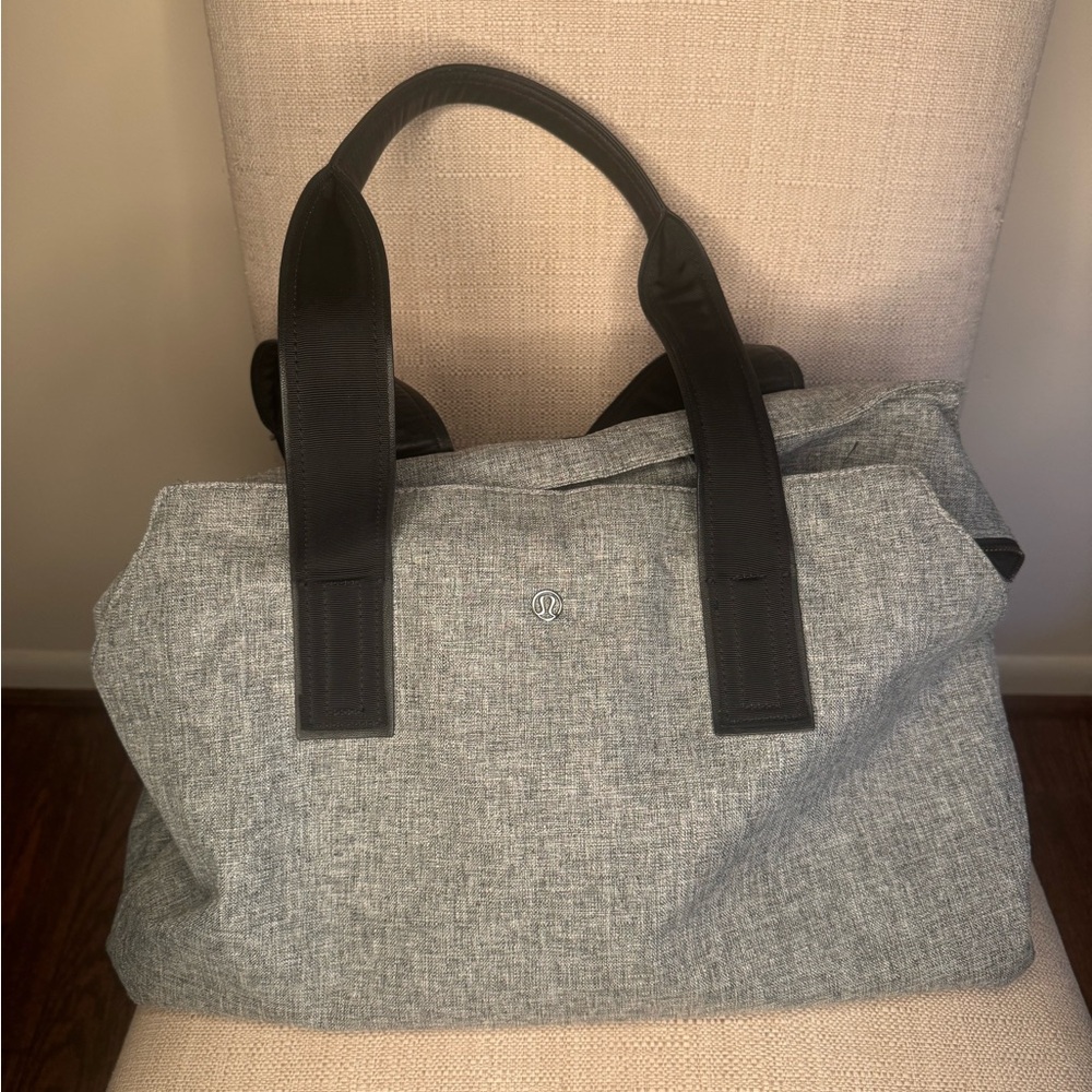 lululemon athletica Gray Duffel Bag with Black Handles